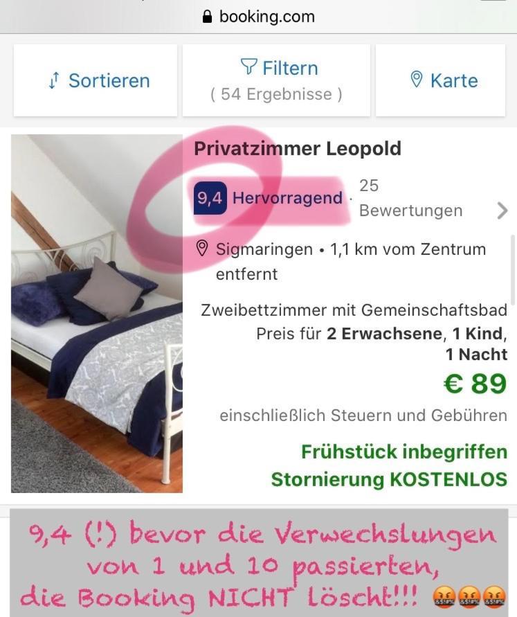 Apartmán Privatzimmer Leopold Sigmaringen Exteriér fotografie